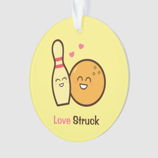Cute Amusing Bowling Ball and Pin Love Struck Ornament (voorkant)