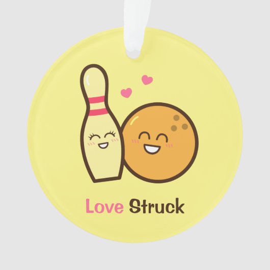 Cute Amusing Bowling Ball and Pin Love Struck Ornament (voorkant)