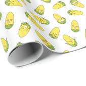 Cute Amusing Corn Expressions Pattern Cadeaupapier (Rol Hoek)
