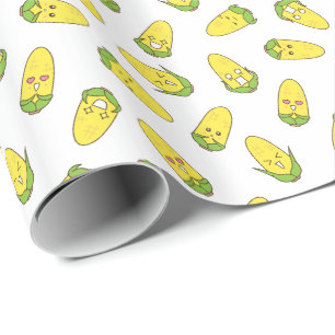 Cute Amusing Corn Expressions Pattern Cadeaupapier