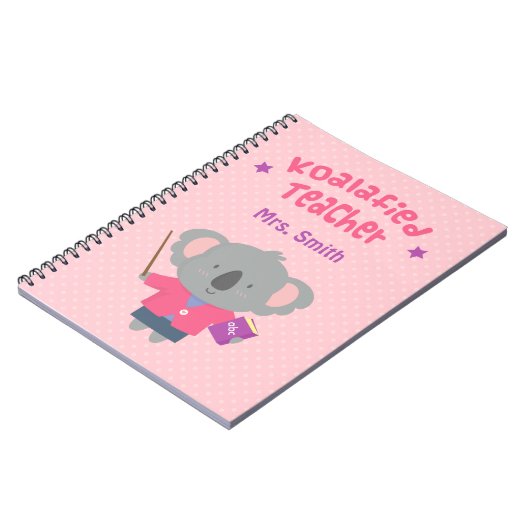 Cute Amusing Pun Koala Beer Teacher Notitieboek (Linkerzijde)
