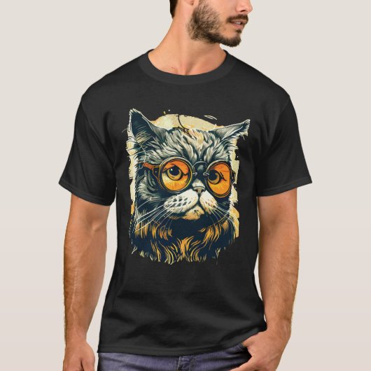 Cute Anamorphic Goggle Wearing Cat Unique Family T-shirt (Voorkant)