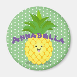 Cute anananas tropical fruit cartoon illustratie magneet