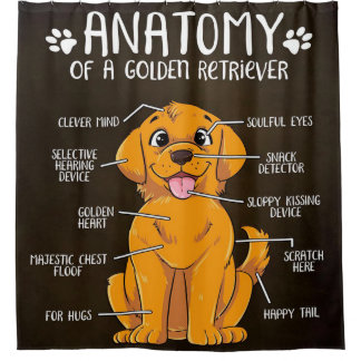 Cute Anatomy Golden Retriever Hondenliefhebber Douchegordijn
