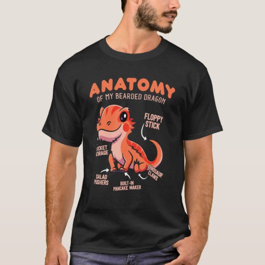 Cute Anatomy of a Bearded Dragon for Reptile T-shirt (Voorkant)