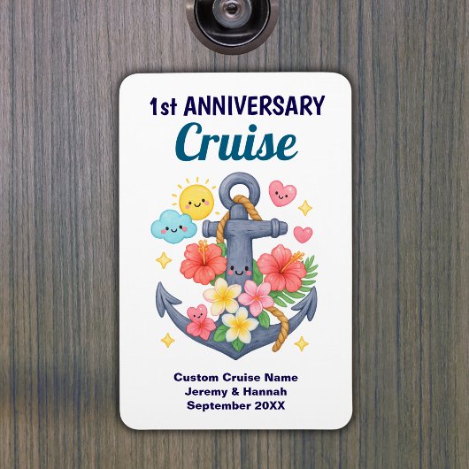 Cute Anchor 1st Anniversary Cruise Cabin Door Magneet