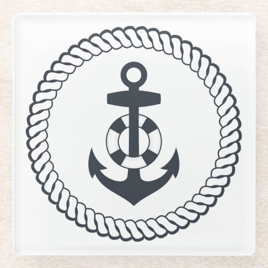 Cute Anchor Glazen Onderzetter (Voorkant)
