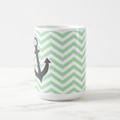 Cute Anchor op Retro Celadon Chevron; zigzag Koffiemok (Center)