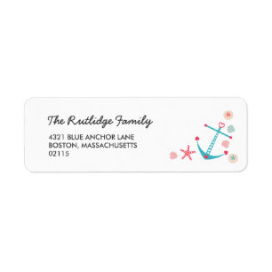 Cute Anchor & Starfish Nautical Etiket