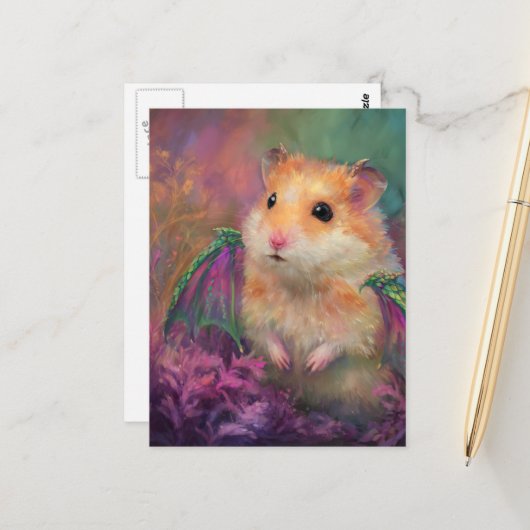 Cute and Adorable Sweet Hamster Dragon Briefkaart (Voorkant / Achterkant in situ)
