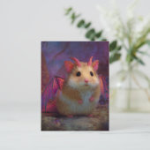 Cute and Adorable Sweet Hamster Dragon with Horns Briefkaart (Staand voorkant)