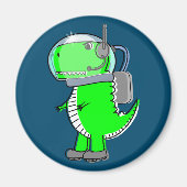 Cute and Angry Astronaut T-Rex Dinosaur Magneet (Voorkant)