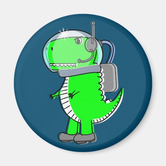 Cute and Angry Astronaut T-Rex Dinosaur Magneet (Voorkant)