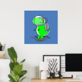 Cute and Angry Astronaut T-Rex Dinosaur Poster (Thuiskantoor)