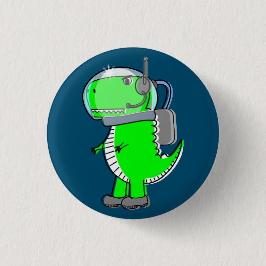 Cute and Angry Astronaut T-Rex Dinosaur Ronde Button 3,2 Cm (Voorkant)