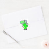 Cute and Angry Astronaut T-Rex Dinosaur Ronde Sticker (Envelop)