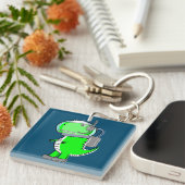 Cute and Angry Astronaut T-Rex Dinosaur Sleutelhanger (Voorkant Rechts)