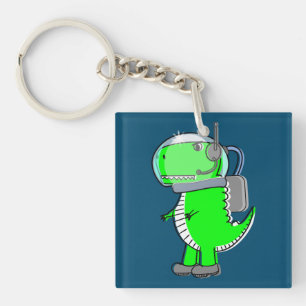 Cute and Angry Astronaut T-Rex Dinosaur Sleutelhanger