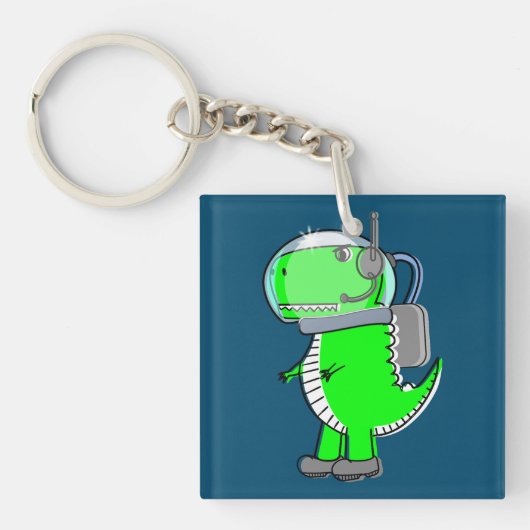 Cute and Angry Astronaut T-Rex Dinosaur Sleutelhanger (voorkant)