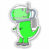 Cute and Angry Astronaut T-Rex Dinosaur Sticker (Voorkant)