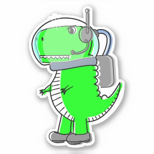 Cute and Angry Astronaut T-Rex Dinosaur Sticker (Voorkant)