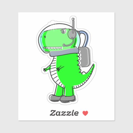 Cute and Angry Astronaut T-Rex Dinosaur Sticker (Vel)