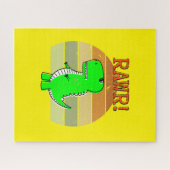 Cute and Angry Cartoon T-Rex Dinosaur Sunset Legpuzzel (Horizontaal)