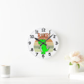 Cute and Angry Cartoon T-Rex Dinosaur Sunset Ronde Klok (Huis)