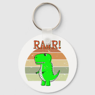 Cute and Angry Cartoon T-Rex Dinosaur Sunset Sleutelhanger
