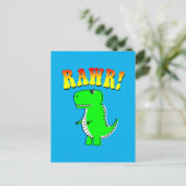Cute and Angry T-Rex RAWR Groovy Text Briefkaart (Staand voorkant)