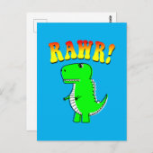 Cute and Angry T-Rex RAWR Groovy Text Briefkaart (Voorkant / Achterkant)