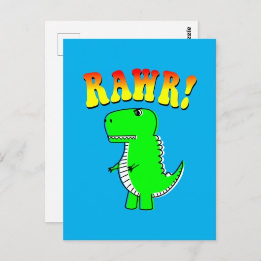 Cute and Angry T-Rex RAWR Groovy Text Briefkaart (Voorkant / Achterkant)
