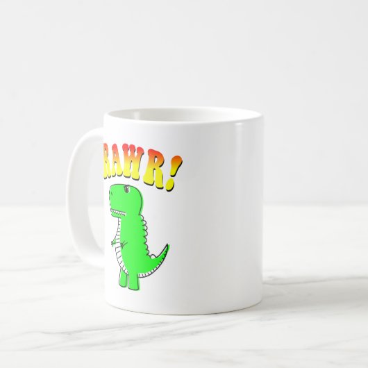 Cute and Angry T-Rex RAWR Groovy Text Koffiemok (Voorkant links)