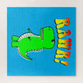 Cute and Angry T-Rex RAWR Groovy Text Legpuzzel (Horizontaal)