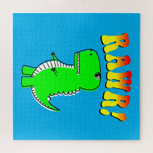 Cute and Angry T-Rex RAWR Groovy Text Legpuzzel (Horizontaal)