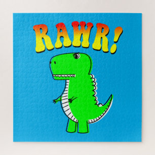Cute and Angry T-Rex RAWR Groovy Text Legpuzzel