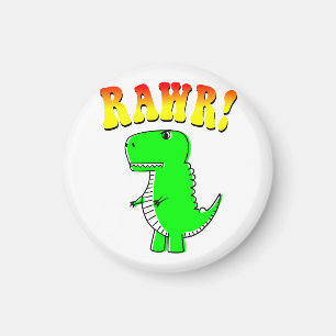 Cute and Angry T-Rex RAWR Groovy Text Magneet