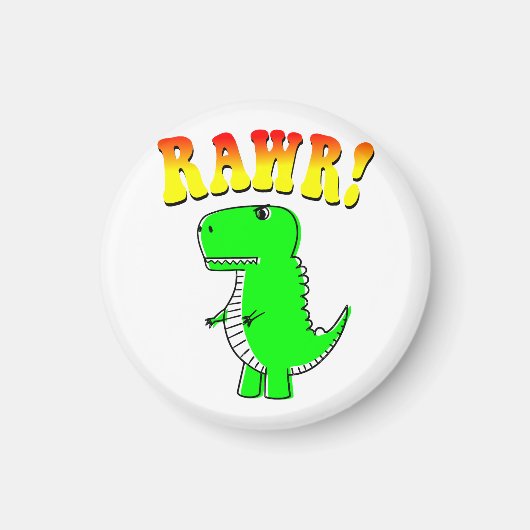Cute and Angry T-Rex RAWR Groovy Text Magneet (Voorkant)