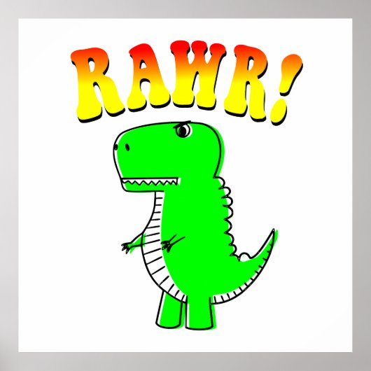 Cute and Angry T-Rex RAWR Groovy Text Poster (Voorkant)