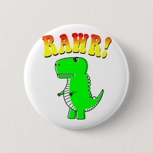 Cute and Angry T-Rex RAWR Groovy Text Ronde Button 5,7 Cm