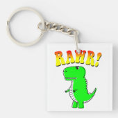 Cute and Angry T-Rex RAWR Groovy Text Sleutelhanger (voorkant)