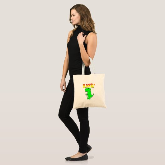 Cute and Angry T-Rex RAWR Groovy Text Tote Bag (Voorkant (model))
