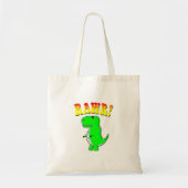 Cute and Angry T-Rex RAWR Groovy Text Tote Bag (Voorkant)