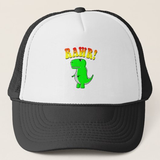 Cute and Angry T-Rex RAWR Groovy Text Trucker Pet (Voorkant)