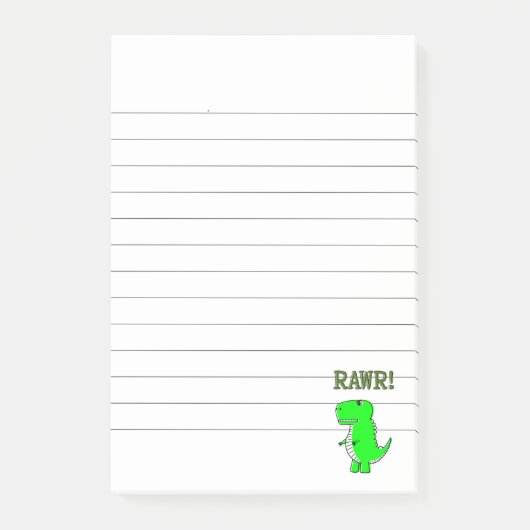 Cute and Angry T-Rex RAWR Lined Post-it® Notes (Voorkant)