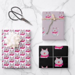 Cute and Artsy Kitty Cat Designer Inpakpapier Vel