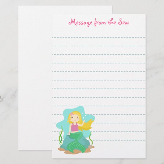 Cute and Beauful Mermaid, voor meisjes Briefpapier (Voorkant / Achterkant)