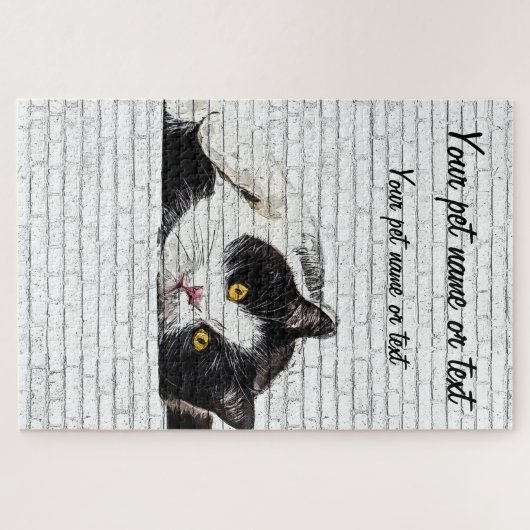 Cute and Charming, Black and White Cat Legpuzzel (Horizontaal)