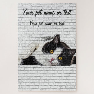 Cute and Charming, Black and White Cat Legpuzzel