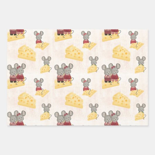 Cute and Cheesy Mouse Family Inpakpapier Vel (Voorkant 2)
